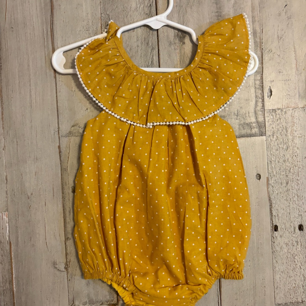 Girls play Romper in burnt yellow
